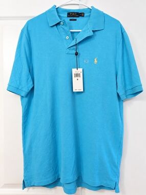 Polo by Ralph Lauren Bright Turquoise Short-Sleeve Polo with Yellow Pony